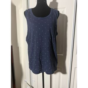 #241 - Women's Medium Soft Wash Navy Blue Anchor Tank Top Old Navy